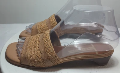 Женские летние резиновые сандалии-шлепанцы Trotters размер США 6,5 коричневые и коралловые тканые - Изображение 1 из 4