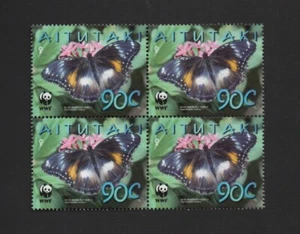 AITUTAKI 2008 WWF. BLUE MOON BUTTERFLY (90c. VALUE) BLOCK OF 4 (SG724) *MNH* - Picture 1 of 2