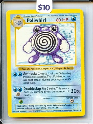 1999 Pokémon Base Set Poliwhirl 38/102 Shadowless Vintage WOTC Card - Image 1 of 2