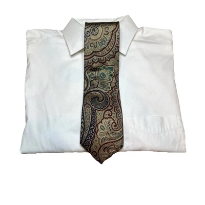 Men’s Hathaway All Silk Made In USA Multi Colored Paisley Old Money Style Tie - Image 1 of 4