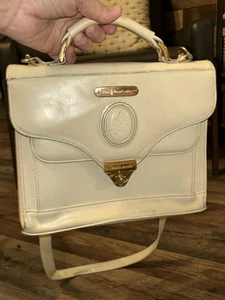 VINTAGE Polo Ralph Lauren Equestrian Cream Saddle BAG Handbag Purse Top Handle - Picture 1 of 9