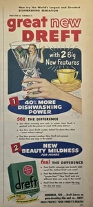 Dreft Dishwashing Detergent Sensation 2 New Features Hands Vintage Print Ad 1950 - Picture 1 of 4