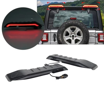 Pair Rear Roof Spoiler Wing W/ Tail Brake Light Fit Jeep Wrangler JK JKU 2007-17 Foto 1 de 4