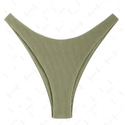 ZAFUL Bikini de Natación Verde Arrugado Sólido Cintura Baja Descarado Mujeres Talla M/US 6 Foto 1 de 4