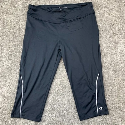 Pantalones Legging Champion Capri Para Mujer Medianos Negros Cintura Elástica Bolsillo Frontal Foto 1 de 4