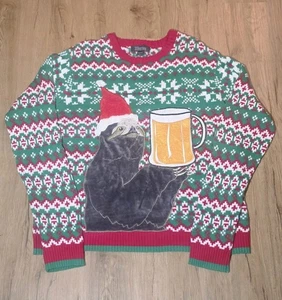 33 Degrees Sloth Beer Ugly Christmas Sweater Mens L Holiday Funny Santa - Picture 1 of 9