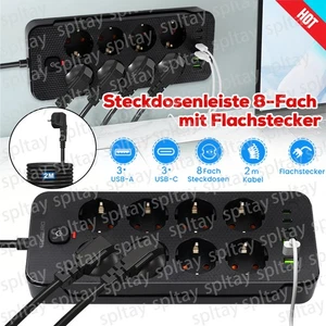 Steckdosenleiste 6/8-fach Mehrfachsteckdose Mit 3 TypC USB Steckdosen EU Adapter - Imagen 1 de 28
