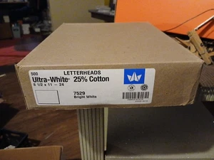 Strathmore/Western States Ultra-White 25% Cotton Letterhead 8.5 X 11 500 Sheets  - Picture 1 of 3