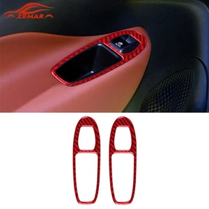 2x Pegatina de control de ventana de puerta trasera de fibra de carbono roja para Fiat 500L 2014-2017 - Imagen 1 de 12