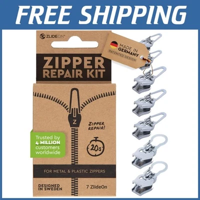 7pcs Silver Zipper Pulls - Large Multipack Sliders - Image 1 of 4