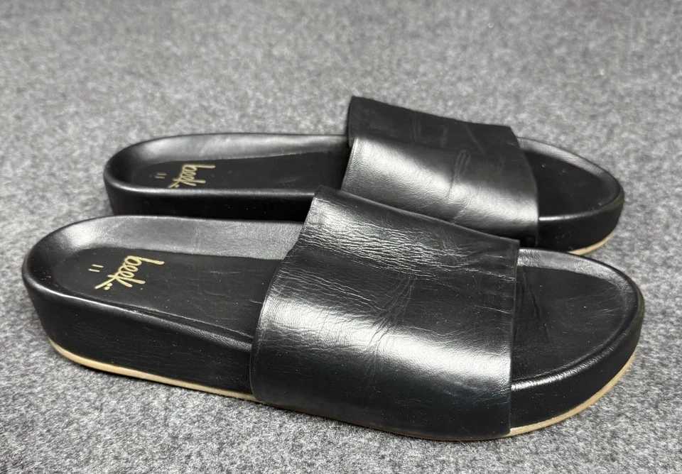 Beek Gallito Leather Slide Sandals Black 11  Platform Slip On Shoes - Image 1 of 4