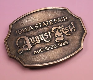 DE COLECCIÓN 1985 ** FERIA ESTATAL DE Iowa** ¡Fest de agosto! Hebilla de cinturón conmemorativa - rara - Imagen 1 de 6