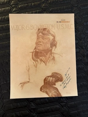 Autógrafo Pappy Boyington. Póster firmado. 14x11. Foto 1 de 3