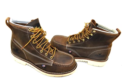Thorogood 804-4375 Stivali da Lavoro Uomo 6" Pelle Moc Punta Acciaio Marrone Taglia 10 D - Immagine 1 di 4