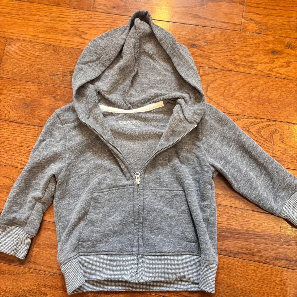 Chaqueta con capucha Cherokee gris cremallera completa para niños talla 18M Foto 1 de 4