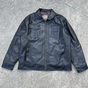 Vtg Arizona Jean Co Grunge Faux Leather Men's Racer Motorcycle Zip Jacket Large - Picture 1 of 12