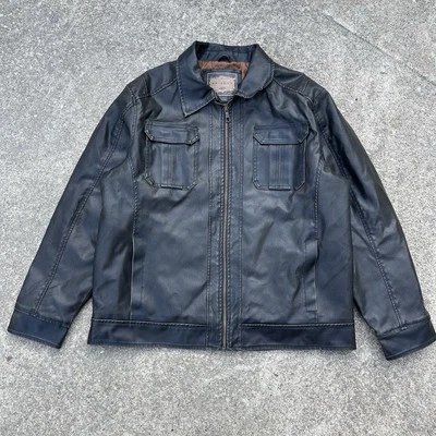 Chaqueta de Colección Arizona Jean Co Grunge Imitación Cuero Para Hombre Corredor Motocicleta Cremallera Grande Foto 1 de 4