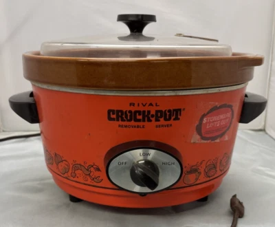 Vintage Rival Crock-Pot Blood Orange Model 3350/1 Retro Kitchen Appliances - Image 1 of 4