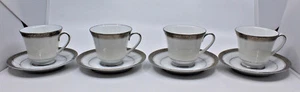 Noritake Legendary Crestwood Platinum 4166 Coffee Tea Mug Cup Saucer Set of 4 (B - Imagen 1 de 12