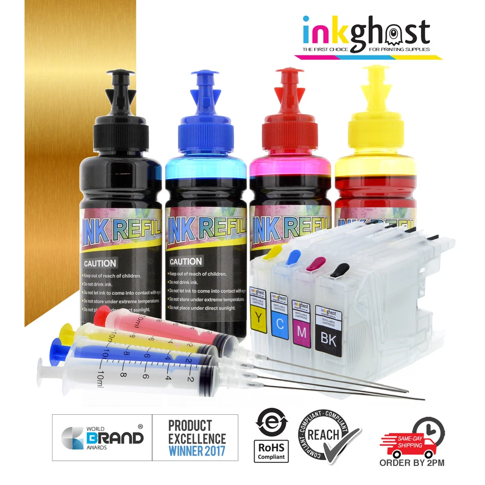 LC77 Refillable ink Cartridges Kit Brother LC40 LC73 DCP-J725DW MFC-J6910DW etc - Image 1 of 1