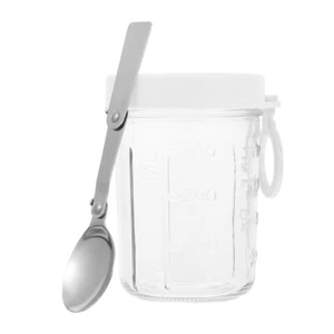 Glass Oatmeal Cups Cereal to Go Container Dessert with Lids and Spoons - Picture 1 of 12