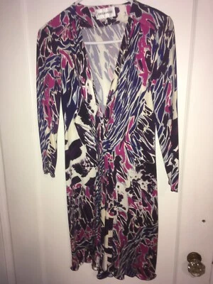 Vestido Emilio Pucci de segunda mano con cuello en V envolvente sintético manga 3/4 hasta la rodilla - talla 40 Foto 1 de 4