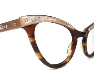 Vintage 1950s Cat Eye Eyeglasses Sunglasses Liberty Frame Decorative Rhinestones - Foto 1 di 7