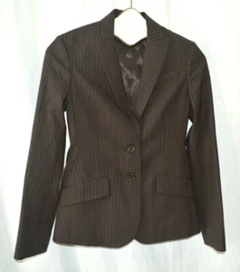 BCBG MAX AZRIA Naomi Brown Wool Blend Pinstriped Blazer Women's Size XXS EUC - Picture 1 of 5