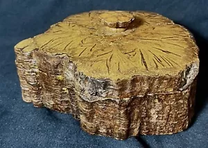 Vintage Hand Turned Chrysanthemum Wood Bowl with Lid Box Live Edge Figured - Picture 1 of 10