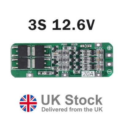 3S 12.6V 20A Li-ion Lithium Battery 18650 Charger PCB BMS Protection Board - Image 1 of 4