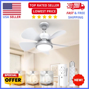 Socket Ceiling Fan with Light & Remote – Dimmable 3000K-6000K Bedroom & Kitchen - Picture 1 of 9