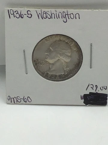 1936-S 90% Silver Washington Quarter - BU Cover