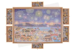 Puzzle Board with 6 Drawers & Cover Natural Wood - 2000 Piece - Picture 1 of 3