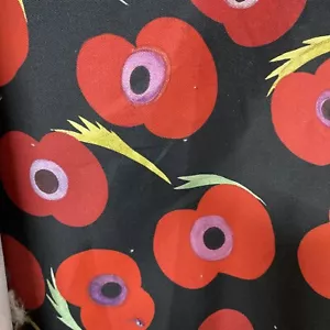 3 m schwarzer Mohn Baumwollmischung Handarbeit Stoff. Gedruckt in Großbritannien Ali & Nick Munro - Bild 1 von 7
