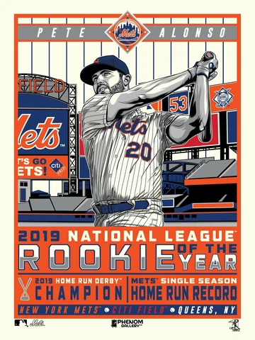 New York Mets Pete Alonso 2019 Rookie of the Year 18x24 Serigraph Print Cover