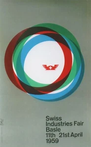 Póster original vintage Swiss Trade Fair Basel Circles 1959 - Imagen 1 de 1