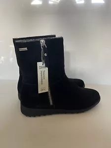 WOMENS COUGAR BLACK SUEDE WATERPROOF BOOTS VITO-S SIZE 6 ZIP UP - Picture 1 of 11