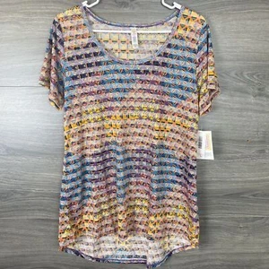 Lularoe klassisches T-Shirt Damen Größe M Colorblock Rautenmuster - Bild 1 von 7