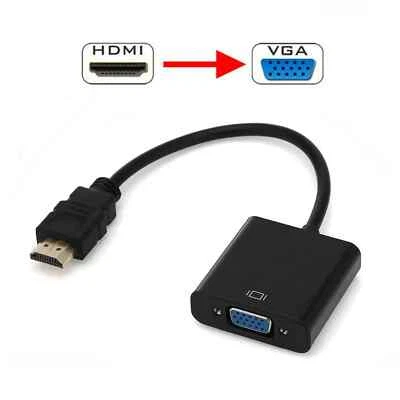 HDMI Fits For Male IN to VGA Female OUT Converter Cable Adaptor Black for TV - Image 1 of 4