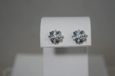 David Yurman Pave Diamond Cross Over 925 Sterling 585 Stud Earrings Yurman Pouch - Image 1 of 4