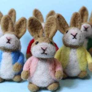 Easter Bunny Felt Handmade Crochet Animals Cute Felted Rabbit Desk Decor - Picture 1 of 15