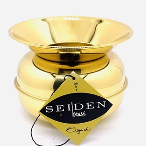 Vintage Seiden Polished Brass Planter Vase New Old Stock Original Packaging - Picture 1 of 7