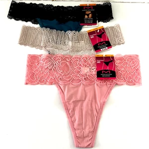 Maidenform 3 Pair Lace Thong The Sex Side Of Comfort Sz S/5 Multi-Color DMESLT - Picture 1 of 3