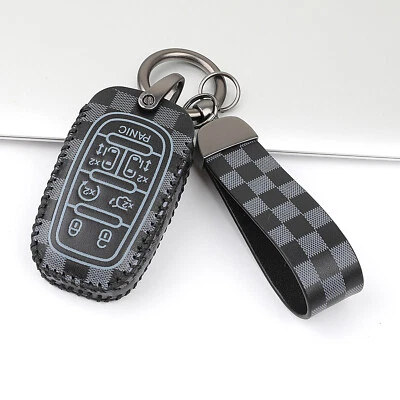 Para Chrysler Pacifica 2017 2018 2019 2020 7 botones llavero cubierta cuero negro Foto 1 de 4