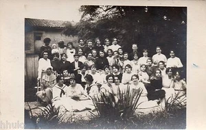 BL893 Carte Photo vintage card RPPC groupe femme école religieuse curé - Picture 1 of 1