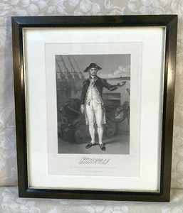 Antique John Paul Jones Engraving 1861 Matted and Framed - Picture 1 of 11