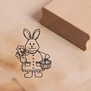 Stamp wooden stamp - Easter bunny Easter bunny motif stamp engraving print 28x38cm - Picture 1 of 2