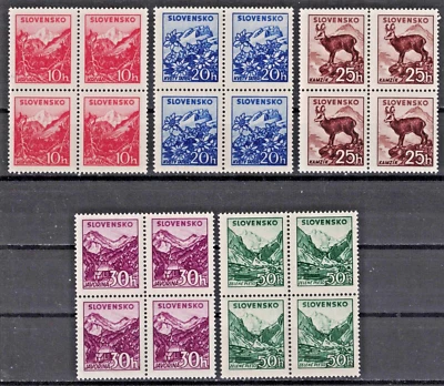 SLOVAKIA:1944 SC#103-107 5 blocks of 4 MNH Scenic Views AP415 - Image 1 of 2