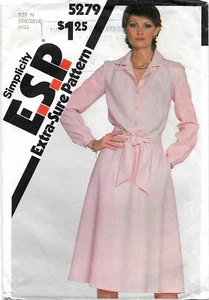 Simplicity Sewing Pattern # 5279 Pullover Misses Shirtdress And Sash Sz 10-12-14 - Picture 1 of 2