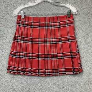 Red Plaid Pleated Skirt Schoolgirl Academia Preppy Y2K Cosplay 7/9 - Picture 1 of 7
